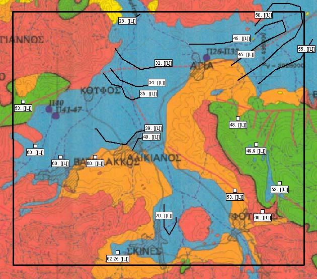 Σχήμα 5.6: Αρχικά υδραυλικά ύψη στην περιοχή μελέτης Έπειτα προσδιορίζεται το υψόμετρο του κάθε στρώματος.