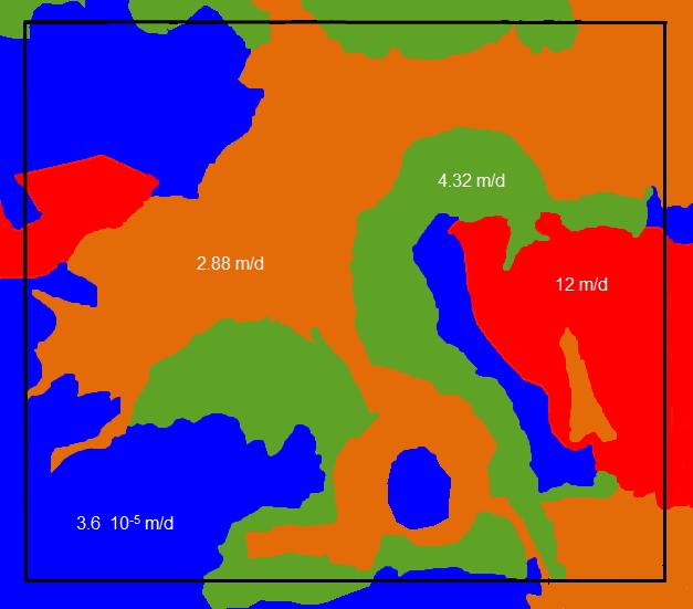 Σχήμα 5.8: Υδραυλική Αγωγιμότητα στο επίπεδο 3 (Conductivity L3) Στη συνέχεια πρέπει για κάθε γεώτρηση ή πηγή να προσδιορίσουμε την παροχή για κάθε περίοδο μελέτης.