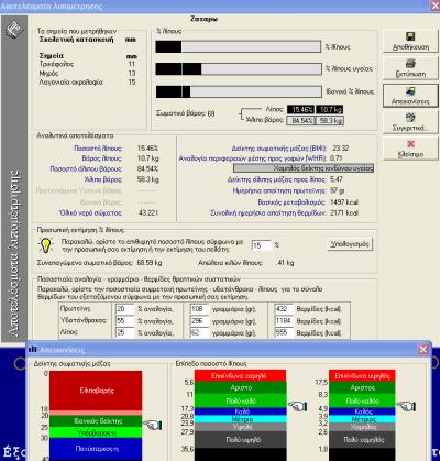 Λιπομέτρηση με Δερματοπτυχομετρία - Βιοηλεκτρική Αγωγιμότητα - Ανθρωπομετρία Ο χρήστης έχει την δυνατότητα να χρησιμοποιεί την συγκεκριμένη εξίσωση που αντιστοιχεί στην πληθυσμιακή κατηγορία του