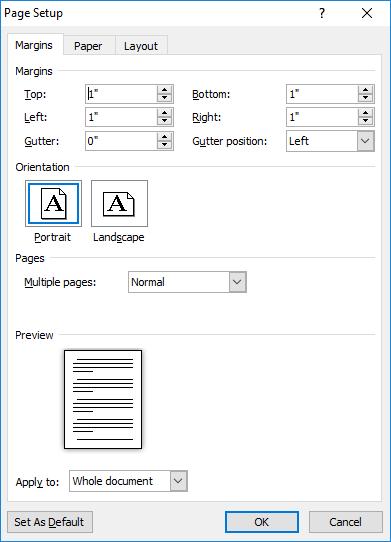 λίστα, αλλά χρησιμοποιώντας την επιλογή Custom Margins θα έχετε περισσότερο έλεγχο σε όλες τις ρυθμίσεις.