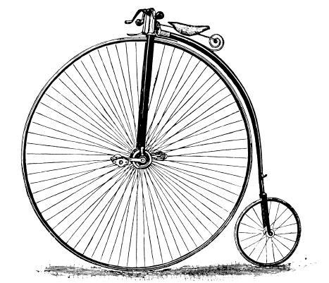 Σχήµα 4: Το ποδήλατο γνωστό και ως penny-farthing που κυριαρχούσε τη δεκαετία του 1870 (από το ϐιβλίο Bicycles and tricycles του A. Sharp, εκδ.