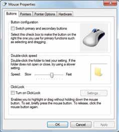 تنظیمات ماوس توسط گزینه Mouse از قسمت Devices and Printer امکان پذیر است.