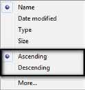 12 3 4 مرتب نمودن پوشه ها فایل ها برای تغییر در ترتیب قرارگیری پوشه ها یا فایل ها روی فضای خالی در محیط مربوطه راست کلیک کرده از منوی باز شده عبارت Sort by را