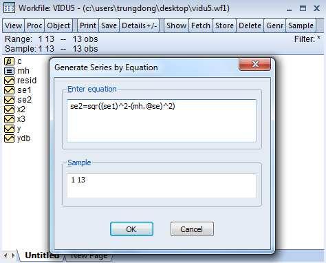 Tắt đồ thị dự báo Hình 40 Từ bảng Workfile.