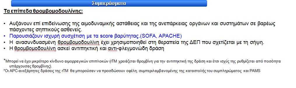 Εικόνα 20: Επίπεδα ΤΜ κατά την επιδείνωση της αιμοδυναμικής αστάθειας με συσχέτιση του score βαρύτητας (SOFA) Από:Levi M, Van Der Poll T. Thrombomodulin in sepsis.