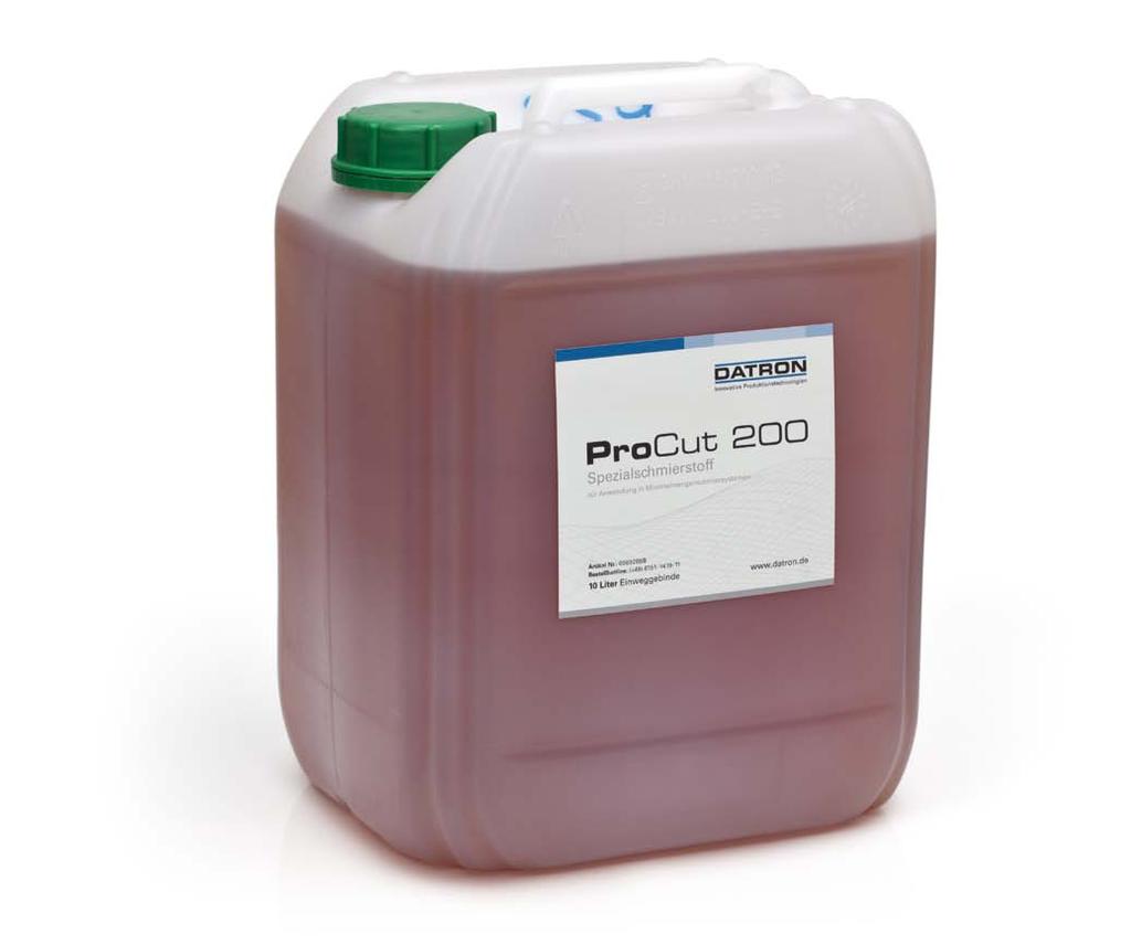 DATRON Spotrebný materiál DATRON Spotřební materiál DATRON ProCut 56-2 DATRON ProCut 56-2 ProCut 56-2 je uhľovodík s malým obsahom oleja a slúži ako náhrada za etanol: Je vhodný predovšetkým na