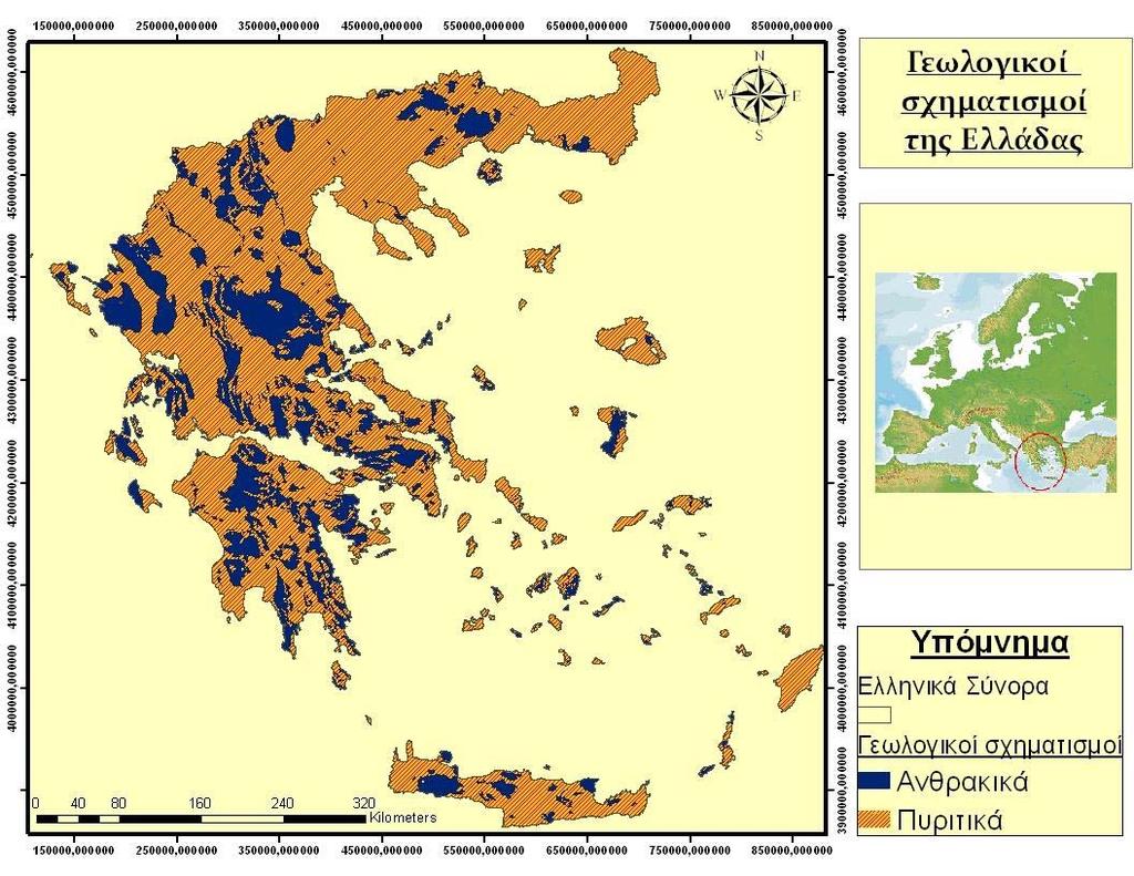 Εικόνα 3.1.2.1.2. Κατηγοριοποίηση του γεωλογικού υποβάθρου της Ελλάδας. Figure 3.1.2.1.2. Geology categorization in Greece. Εικόνα 3.1.2.1.3. Κατηγοριοποίηση των λεκανών απορροής της Ελλάδας, με βάση την έκταση τους.