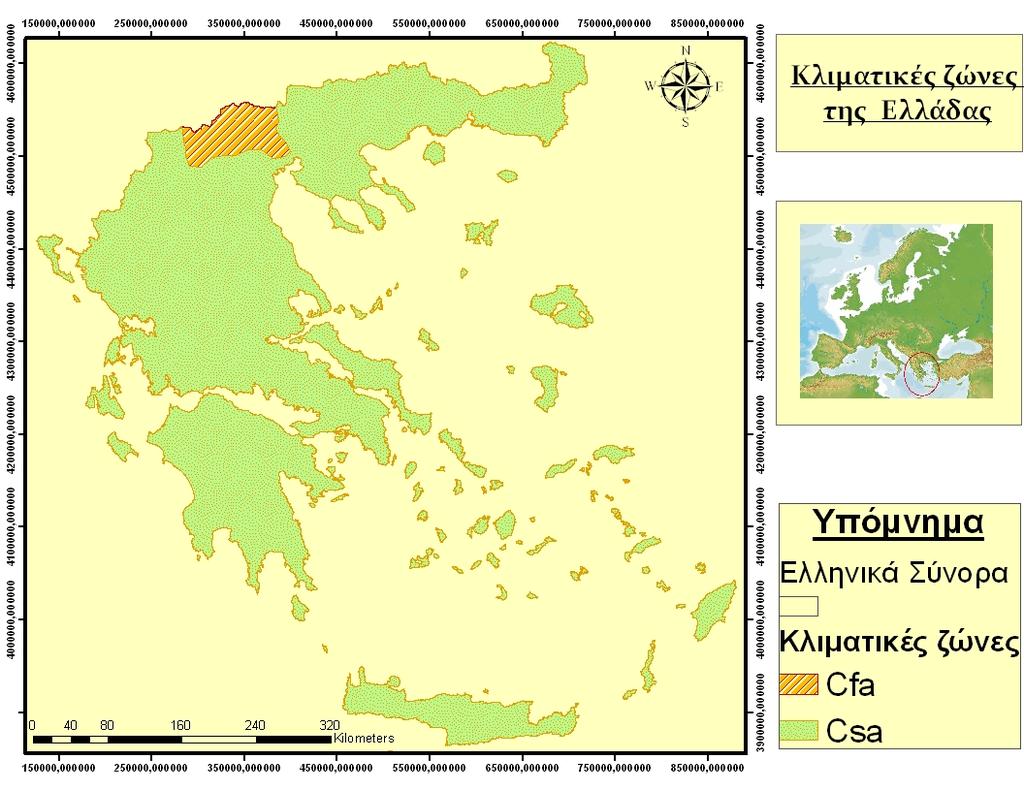 Εικόνα 3.1.2.1.4. Κατηγοριοποίηση της κλίσης του ανάγλυφου στην Ελλάδα, με βάση την έκταση τους. Figure 3.1.2.1.4. Mean slope categorization in Greece. Εικόνα 3.1.2.1.5.