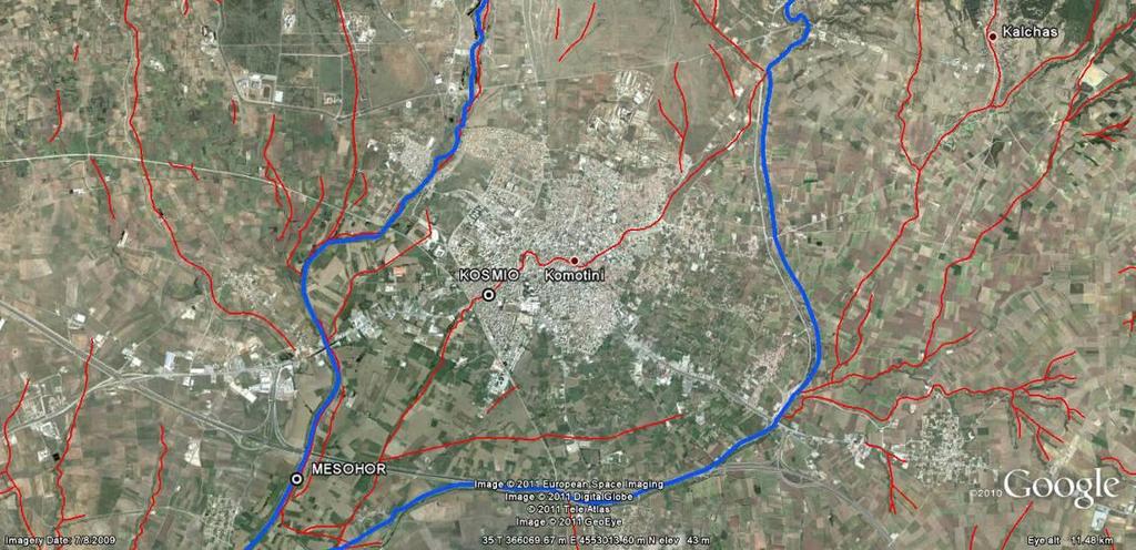 πραγματικότητα. Κατόπιν επαναψηφιοποιήθηκαν τα τμήματα του δικτύου έτσι ώστε να συμφωνούν με την σημερινή κατάσταση.