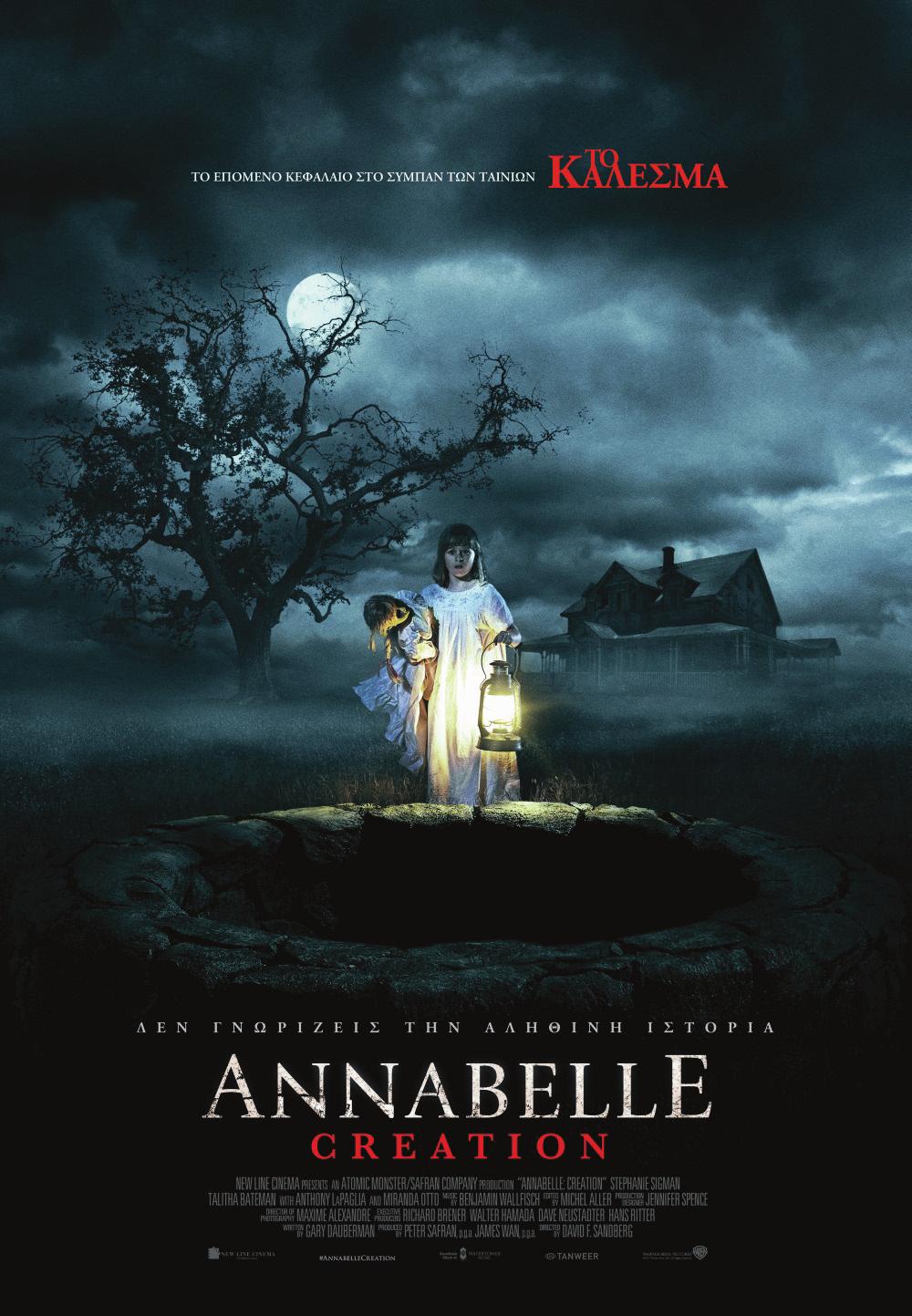 Από 21/9 έως 27/9 ANNABELLE: CREATION Υπόθεση: Στην ταινία «Annabelle: Creation» αρκετά χρόνια μετά τον τραγικό θάνατο της μικρής τους κόρης, ένας κουκλοποιός και η σύζυγος
