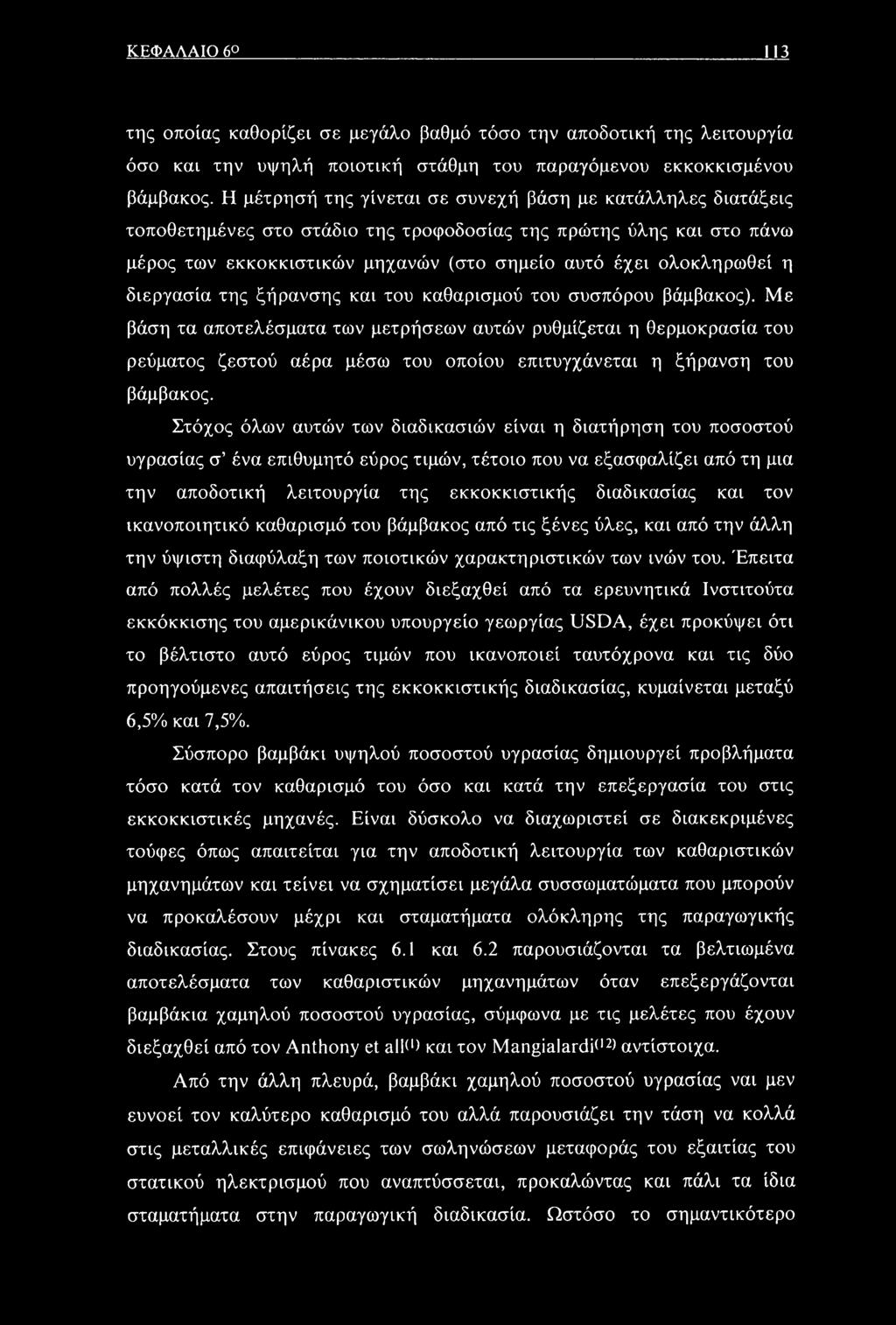 διεργασία της ξήρανσης και του καθαρισμού του συσπόρου βάμβακος).