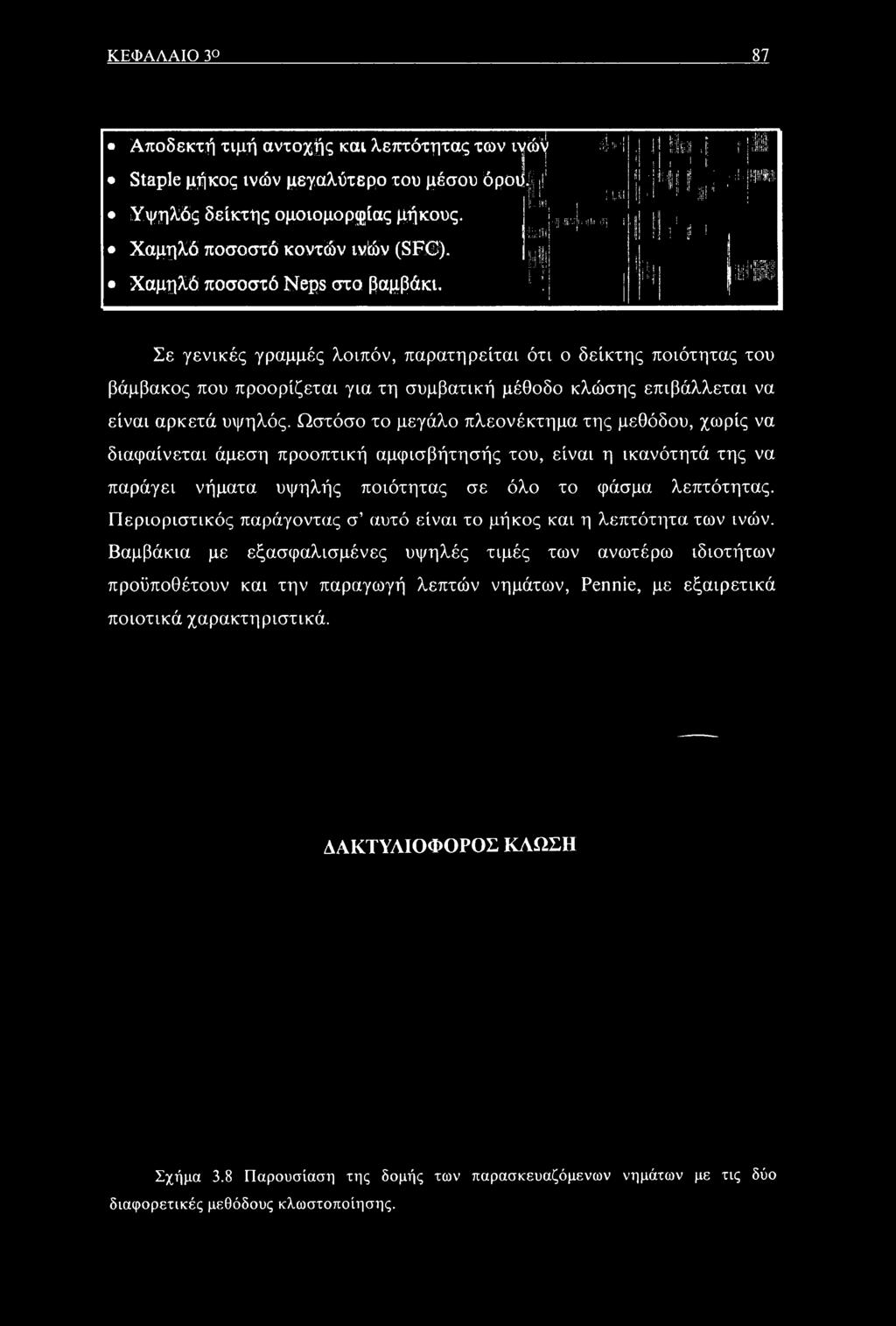 Ωστόσο το μεγάλο πλεονέκτημα της μεθόδου, χωρίς να διαφαίνεται άμεση προοπτική αμφισβήτησής του, είναι η ικανότητά της να παράγει νήματα υψηλής ποιότητας σε όλο το φάσμα