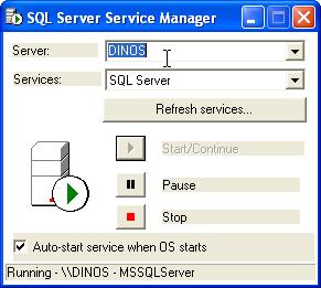 8.5). Μετά την εγκατάσταση του ODBC, εκκινούμε τον SQL Server όπως φαίνεται στην Εικόνα 8.6. Εικόνα 8.6 Εκκίνηση SQL Server Τέλος, αποσυμπιέζουμε το αρχείο university.