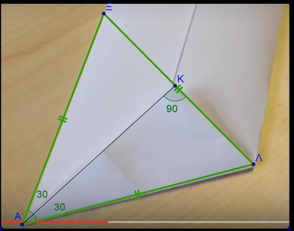 Το ότι η γωνκαλ=30 μοίρες, προκύπτει από τη δίπλωση της γωνκαβ που βλέπετε στην 12η εικόνα, αφού είναι 60 μοιρών και διπλώνεται στη μέση και έτσι προκύπτει η γωνία