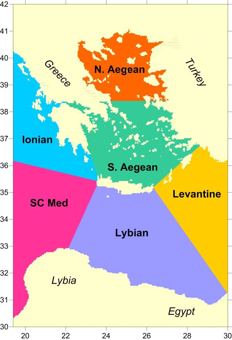 Εξέλιξη Μετεωρολογικών Παλιρροιών Περιοχικές τάσεις εξέλιξης ετήσιων SLH max 2 διακριτές