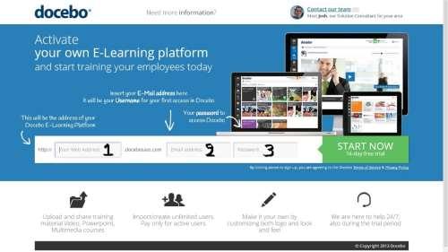 Εικόνα 16: Δημιουργία ηλεκτρονικής πλατφόρμας Docebo Στην παραπάνω οθόνη ο χρήστης καλείται
