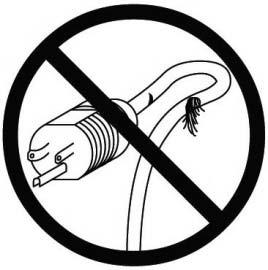 Μη χρησιμοποιείτε καλώδιο ηλεκτρικής τροφοδοσίας με αμυχές, κοψίματα ή άλλες φθορές.