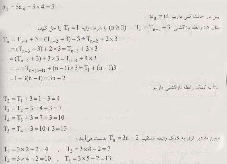 حل روابط بازگشتی ساده با روش جایگذاری a n-1 برای یک دسته از مسائل ساده مثل حالتی که a n فقط به بستگی داشته باشد می توان از روش جایگذاری روابط بازگشتی را حل کرد.