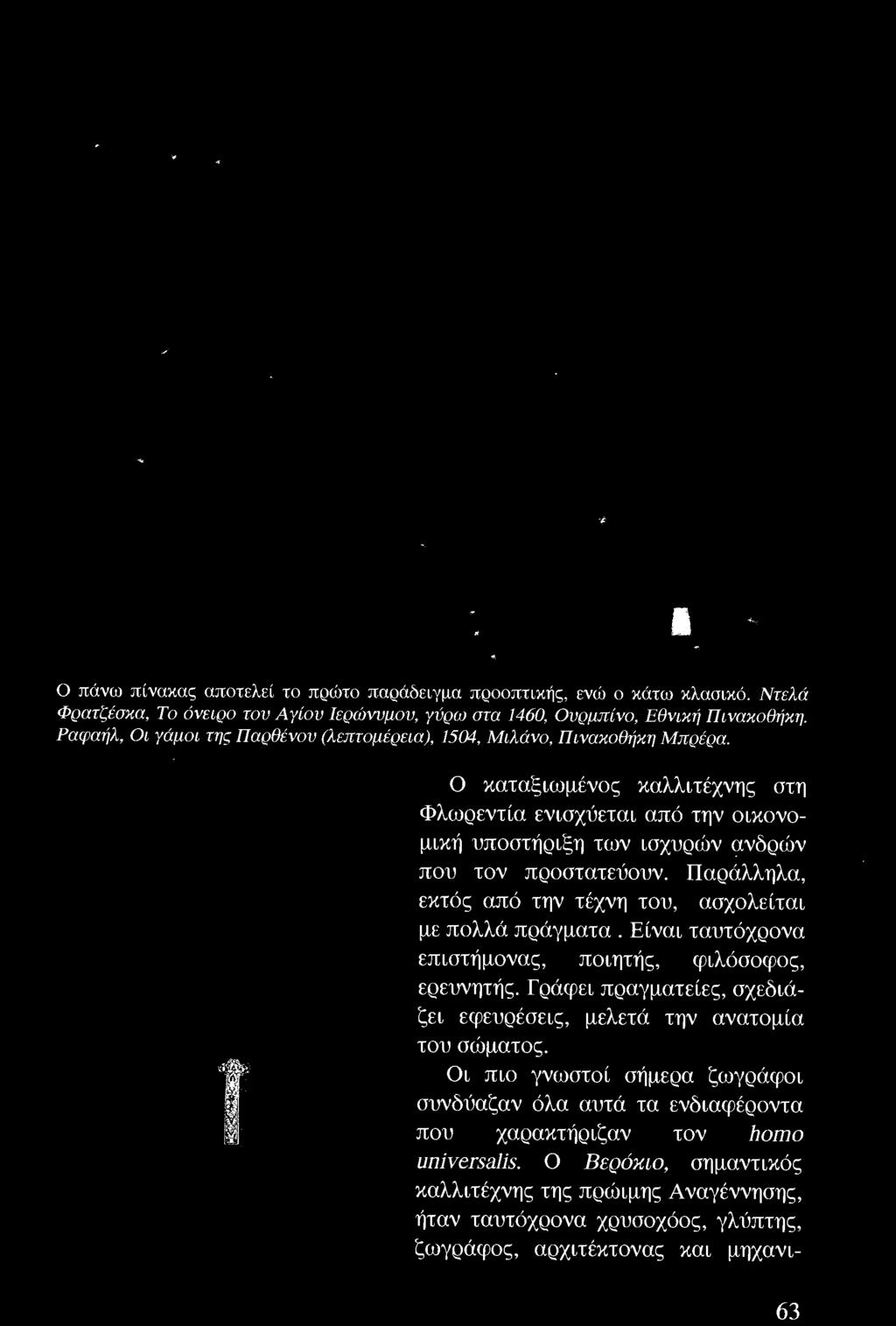 Παράλληλα, εκτός από την τέχνη του, ασχολείται με πολλά πράγματα. Είναι ταυτόχρονα επιστήμονας, πο ιητής, φιλόσοφος, ερευνητής.