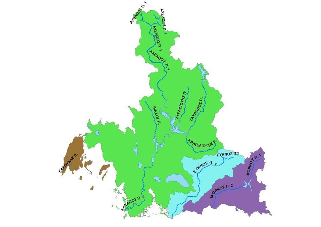 Λεκάνη Μόρνου: Γκιώνα, Οίτη. Οι κύριοι ποταμοί στις λεκάνες απορροής του ΥΔ Δυτικής Στερεάς Ελλάδας (EL04) παρουσιάζονται στο Χάρτη 3.