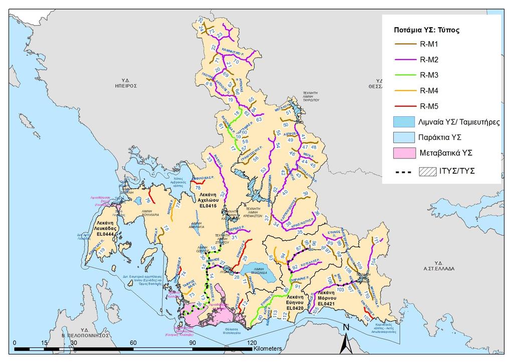 Χάρτης 9: Τυπολογία ποτάμιων ΥΣ ΥΔ