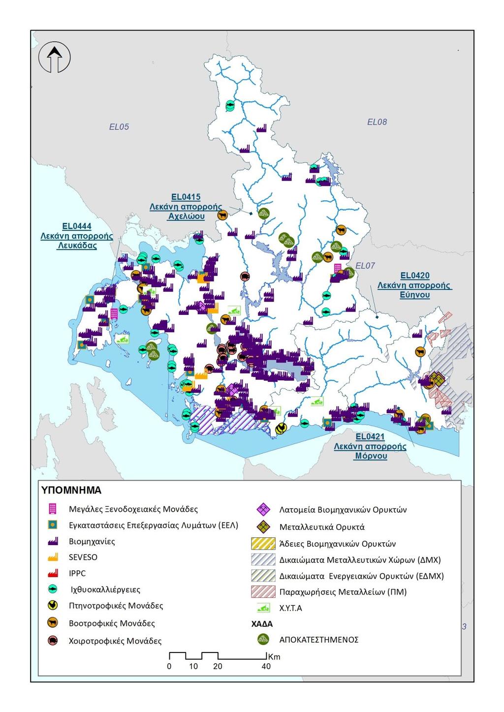 Χάρτης 19: Σημειακές πιέσεις στο Υδατικό