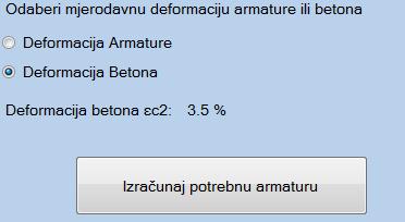 Bezdimenzionalna vrijednost momenta savijanja sd izračunata je u skladu sa HRN EN 1992-1-1 prema (13). Nakon dobivene vrijednosti sd ponuđene opcije za daljnji proračun (Slika 2.9. ) i (Slika 2.10.