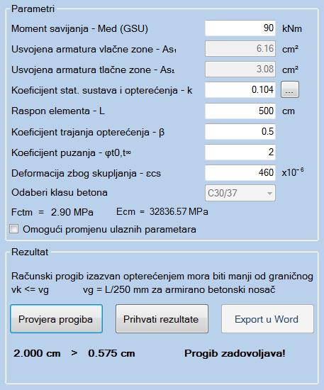 3.7. Provjera graničnog stanja progiba (1.