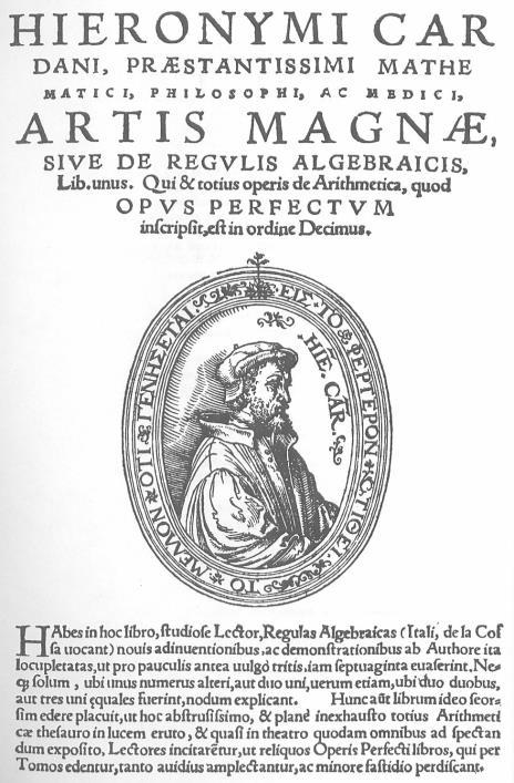 Cardano, Η Μεγάλη Τέχνη, Για τους Κανόνες της Άλγεβρας (1545)