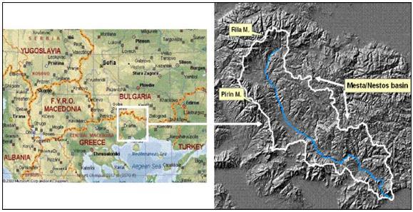 ΚΕΦΑΛΑΙΟ 2: ΧΑΡΑΚΤΗΡΙΣΤΙΚΑ ΤΗΣ ΛΕΚΑΝΗΣ ΑΠΟΡΡΟΗΣ ΤΟΥ ΠΟΤΑΜΟΥ ΝΕΣΤΟΥ (Συμεωνίδου, 2008). 2.3 Γεωγραφικά στοιχεία Ο Νέστος πηγάζει από το όρος Ρίλα της Βουλγαρίας σε υψόμετρο 2.716 2.925 μέτρα.