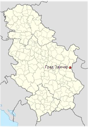 Слика 11. Град Зајечар на мапи Србије Извор: http://sr.