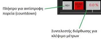 Το πλήκτρο REV (reverse), χρησιμοποιείται στην περίπτωση που θέλουμε να αφαιρέσουμε μέτρα από το οδόμετρο για κάποιο τμήμα της διαδρομής (πχ σε περίπτωση λάθους σε τουλίπα, πατάμε REV τη στιγμή που