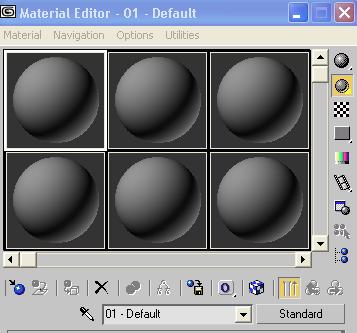 Χρήση του βοηθήματος MATERIAL Το βοήθημα Material Editor χωρίζεται σε δύο κύρια τμήματα: την παλέτα των υποδοχών δειγμάτων μαζί με τα μενού κουμπιών στην κορυφή της και τα πτυσσόμενα παράθυρα