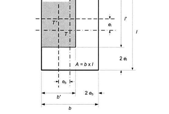 Prema Eurokodu 7 (EN 1997-1:2004) za provjeru graničnog stanja nosivosti za nosivost tla (GEO), kod ekscentrično opterećenog temelja treba odrediti ekvivalentnu temeljnu plohu površine '=b' * l': e '