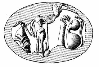 1135 ΤΥΠΟΣ ΣΦΡΑΓΙ ΑΣ: Μεταλλικό δαχτυλίδι µε οβάλ σφενδόνη, πιθανόν χάλκινο (στο σφραγιστικό αποτύπωµα διακρίνονται ίχνη από τα πριτσίνια για τη στερέωση της σφενδόνης στον κρίκο).