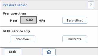 3 Εργασίες συντήρησης 3.12 Pressure sensor 2 Στην οθόνη Settings and service, πατήστε Pressure sensor.