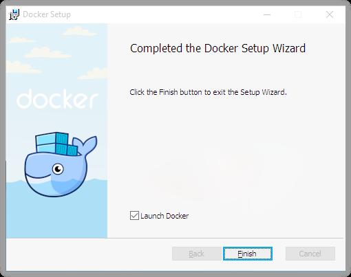 Figure 4.1: Τελειώνοντας την εγκατάσταση του Docker σε Windows 10.