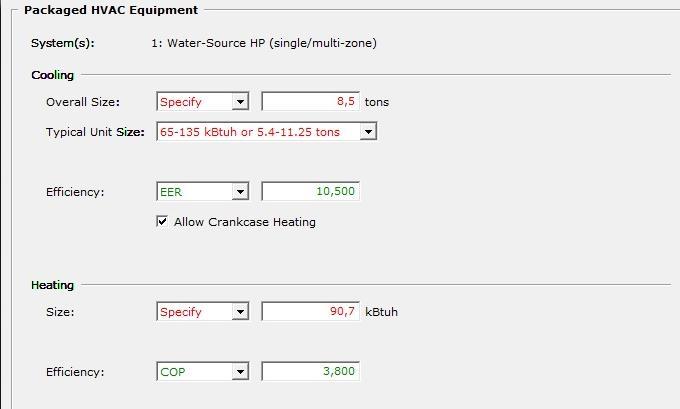 Heating Source : Στο πεδίο αυτό επιλέγουμε το τύπο συστήματος DX Coils (Heat Pump) για την θέρμανση του κτιρίου.