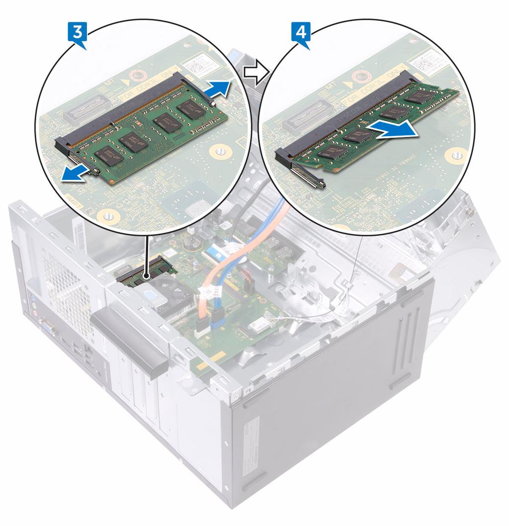 4 Slide and remove the memory module from the memory-module slot.