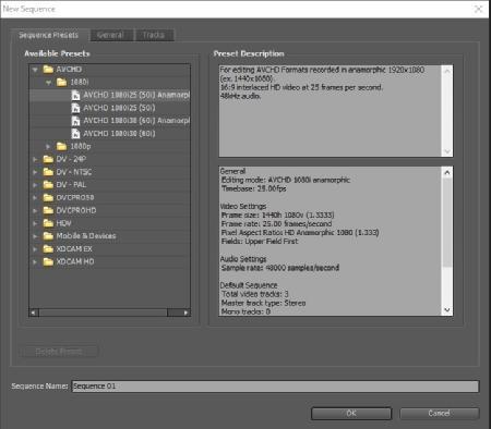 New Sequence Προετοιμάζοντας τον χώρο εργασίας στο Premiere Στο Adobe Premiere ο χρήστης μπορεί να διαμορφώσει το περιβάλλον εργασίας όπως τον βολεύει, αφού έχει τη δυνατότητα να ενεργοποιήσει ή να