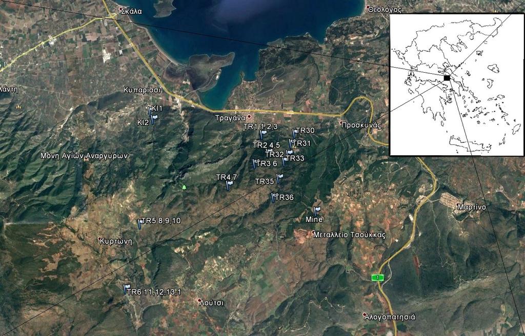 2. ΓΕΩΓΡΑΦΙΑ ΚΑΙ ΓΕΩΛΟΓΙΑ ΠΕΡΙΟΧΗΣ ΜΕΛΕΤΗΣ 2.1 Γεωγραφική θέση Η περιοχή της Τραγάνας βρίσκεται στον νομό Φθιώτιδας κοντά στα διόδια Τραγάνας, 135χλμ από την Αθήνα και 77χλμ από τη Λαμία.