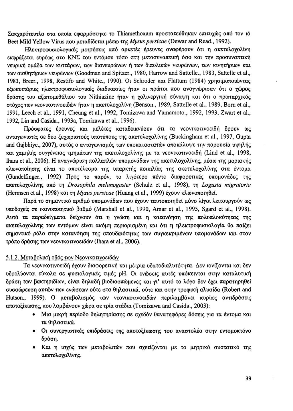 Σακχαρότευτλα στα οποία εφαρμόστηκε το Thiamethoxam προστατεύθηκαν επιτυχώς από τον ιό Beet Mild Yellow Virus που μεταδίδεται μέσω της Myzus persicae (Dewar and Read., 1992).