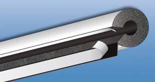 UV SLIT & SEAL Ðõêíüôçôá Density 0-75 kgr/m³ Εύκαμπτη ελαστομερής μόνωση με overlap Synthetic rubber Insulation with overlap Αυτοκόλλητη επιφάνεια και λευκή στερεωτική ταινία.