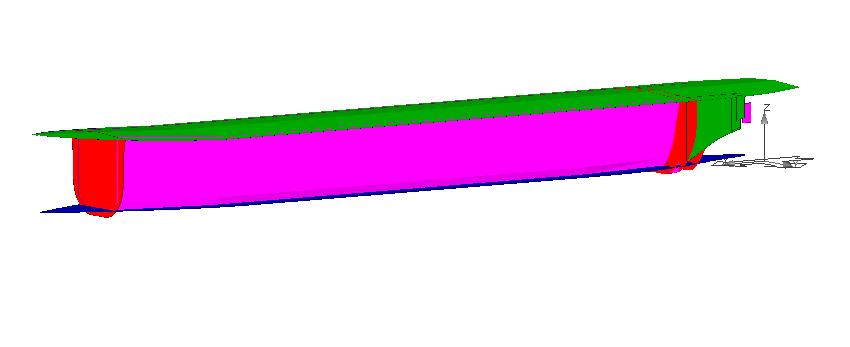 Στην Εικόνα 1.47 φαίνεται ένα κατάστρωμα, το οποίο είναι το κύριο κατάστρωμα στεγανών φρακτών ενός πλοίου που διαθέτει σιμότητα και κυρτότητα. Εικόνα 1.47: Κατάστρωμα με σιμότητα και κυρτότητα.