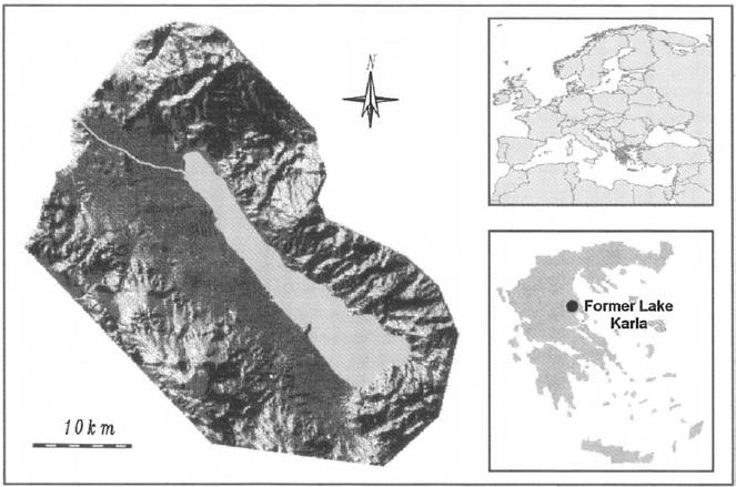 Λίµνη Κάρλα περιφερειακή µονάδα της Μαγνησίας. Η λεκάνη έχει όρια, στο βορρά τον ποταµό Πηνειό και τον ορεινό όγκο της Όσσας.