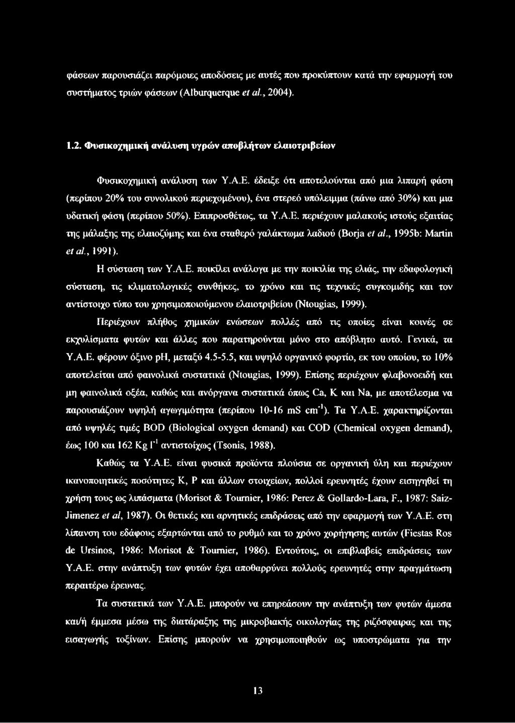 έδειξε ότι αποτελούνται από μια λιπαρή φάση (περίπου 20% του συνολικού περιεχομένου), ένα στερεό υπόλειμμα (πάνω από 30%) και μια υδατική φάση (περίπου 50%). Επ