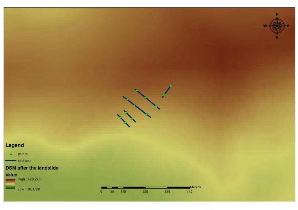 Εικόνα 5.14. Υψομετρικό προφίλ ΨΜΕ δεδομένων Sentinel-1 για την τομή 2 στην περιοχή της Ανάληψης.