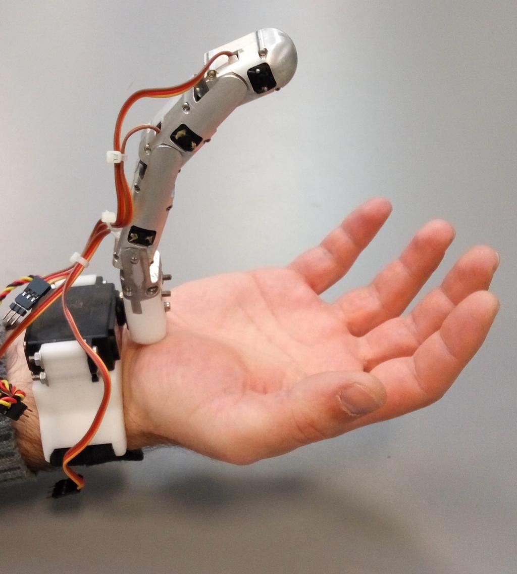 8.5. Το επιπρόσθετο εξωσκελετικό ρομποτικό δάκτυλο.5 Το επιπρόσθετο εξωσκελετικό ρομποτικό δάκτυλο Σε αυτή την ενότητα παρουσιάζεται το εξωσκελετικό επιπρόσθετο ρομποτικό δάχτυλο.