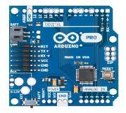ArduinoPro Υπάρχει σε 2 εκδόσεις με τάση λειτουργίας στις ακίδες 3,3V ή 5V.