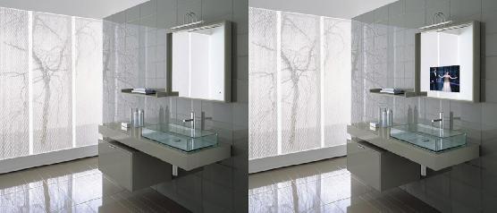 κτλ) Mirror TV σε καθιστικό οικείας Mirror TV σε καθρέπτη μπάνιου